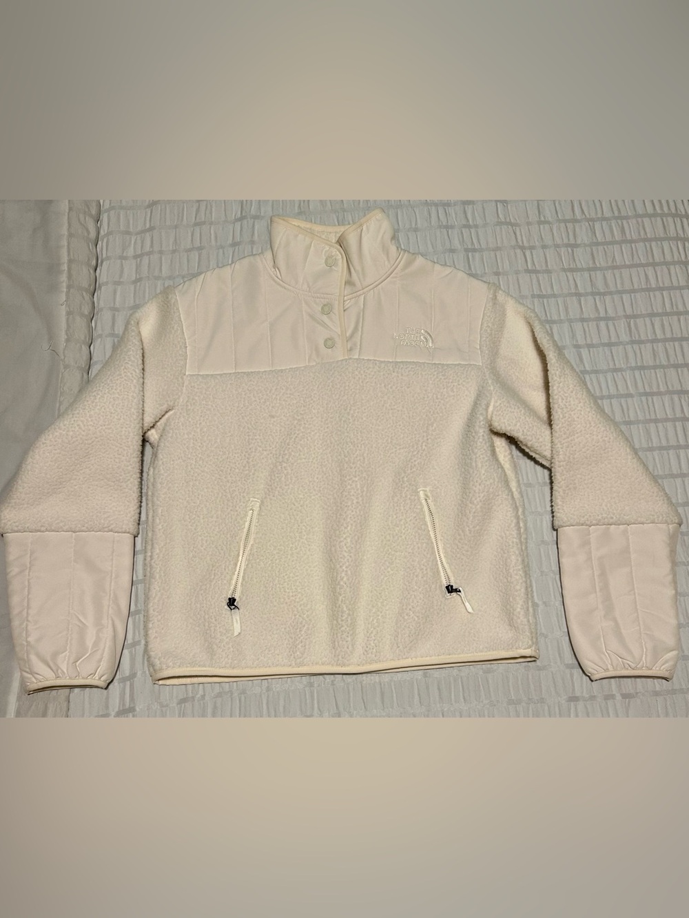 The North Face Cream Fleece Women's Pullover with Cream Logo